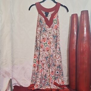 Enfocus Studio Red and Cream Patterned Maxi Dress